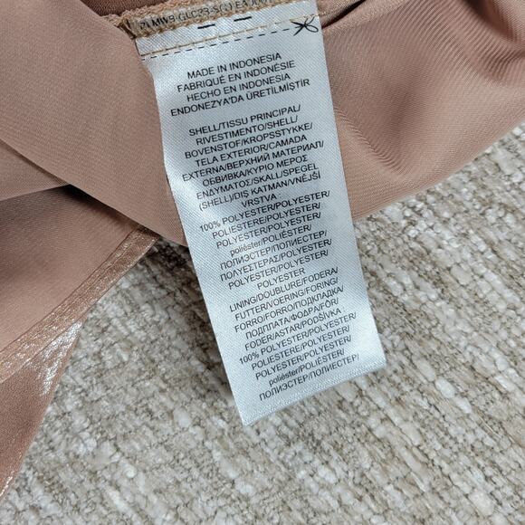 Lauren Ralph Lauren Metallic Blouse Womens M Liquid Pink Surplice Faux Wrap New - Picture 4 of 15